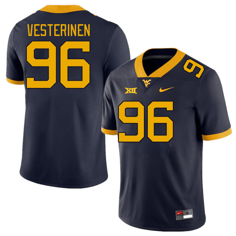 West Virginia Mountaineers #96 Edward Vesterinen College Football Jerseys Stitched Sale-Navy